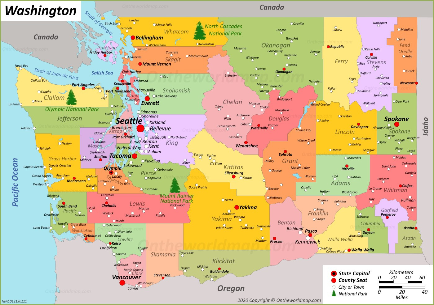 Washington State Map | Usa | Maps Of Washington (Wa) regarding Free Printable Map Of Washington State
