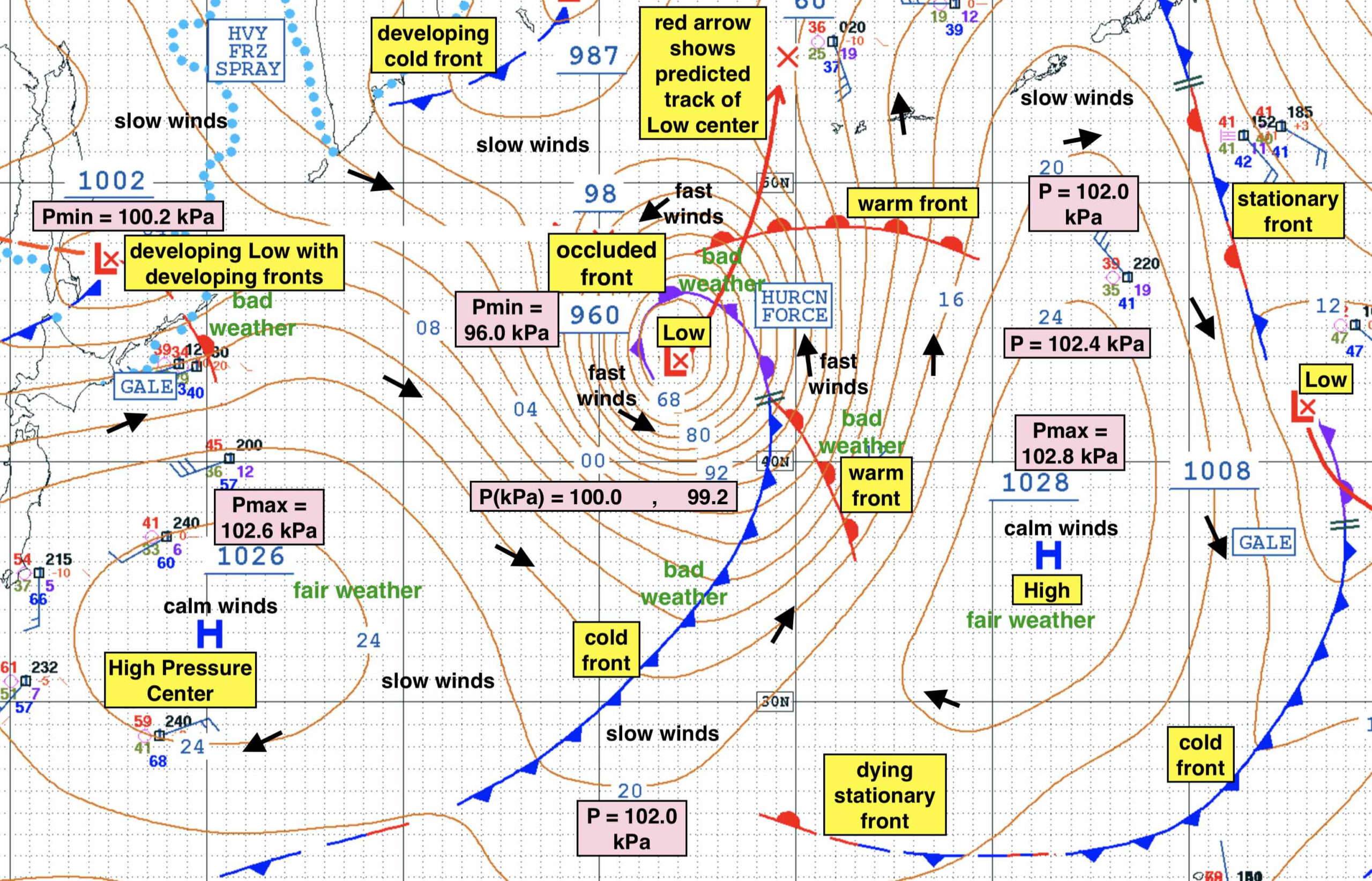 weather map interpretation in printable meteorology map scaled Weather Map Interpretation in Printable Meteorology Map