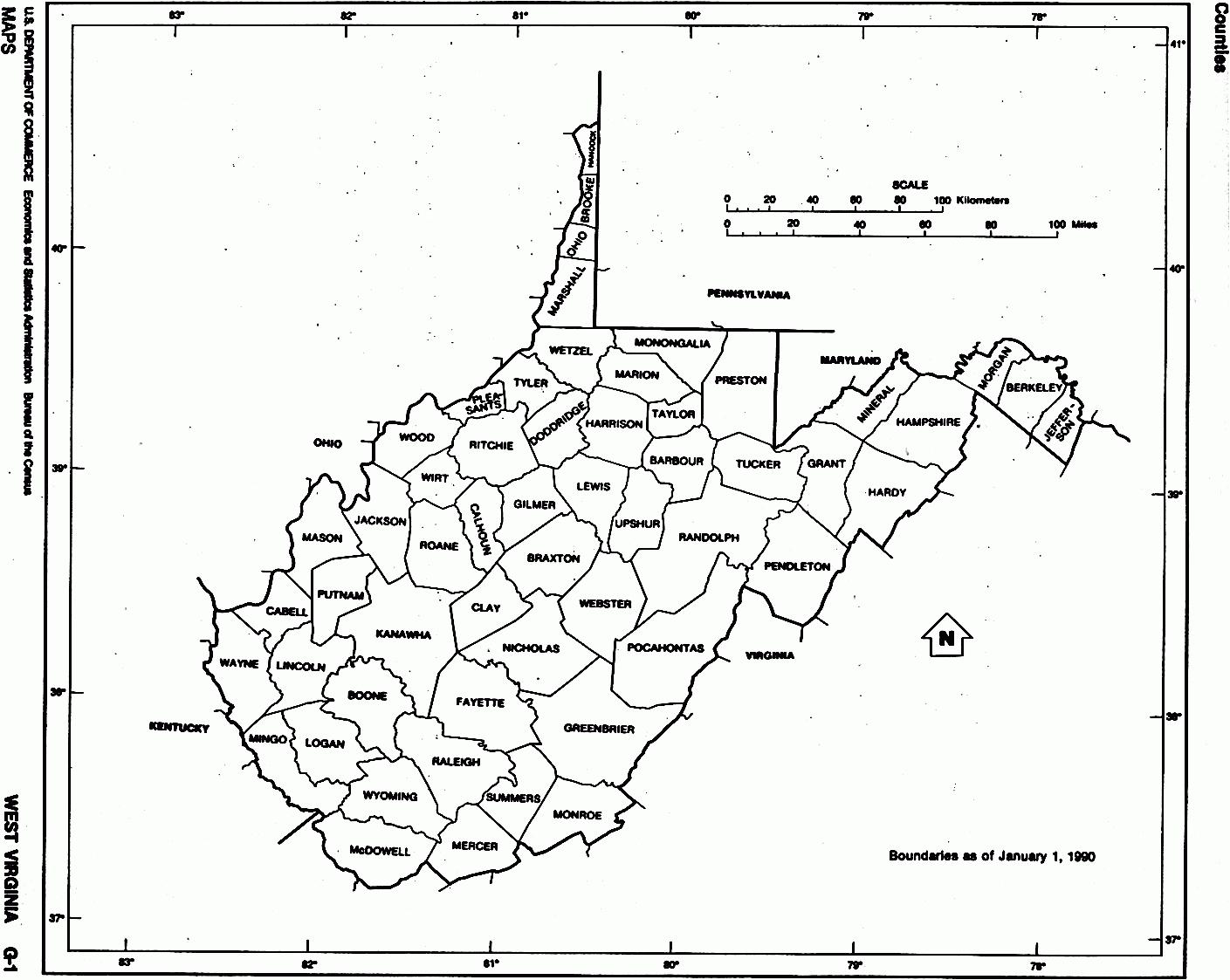 West Virginia Free Map within Free Printable Map of West Virginia