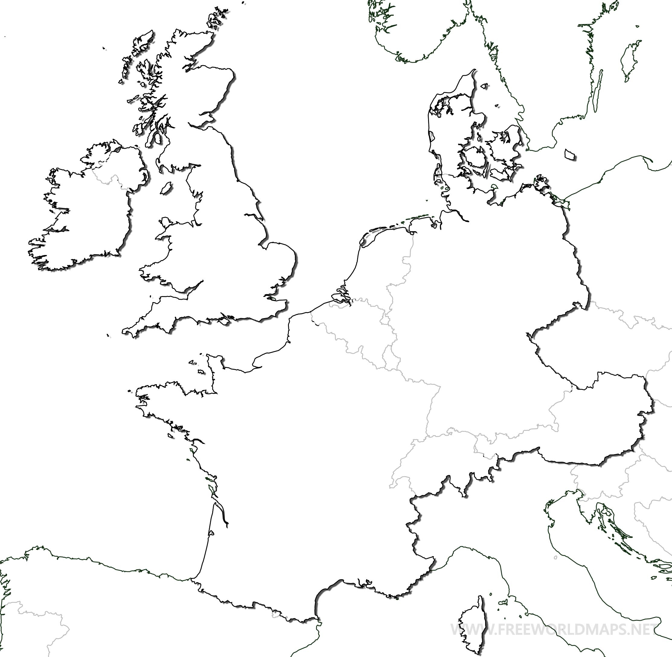 Western Europe Political Map with regard to Blank Map Of Western Europe Printable