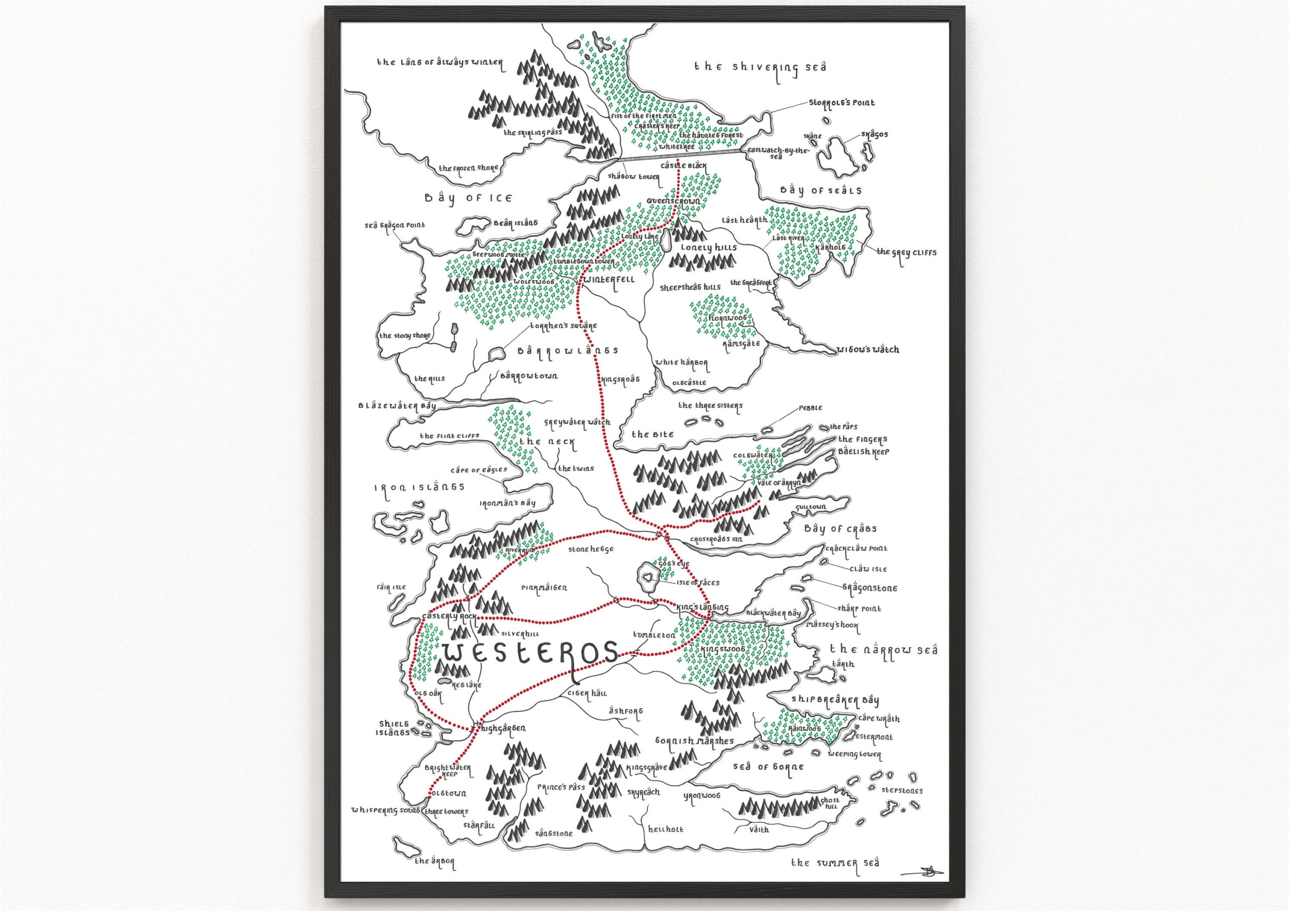 Westeros (A Game Of Thrones) Map Print | Fiktive Landkarte | Minimalistische Karten Kunst | Wandkunst | Kunstdruck intended for Printable Map Of Game Of Thrones