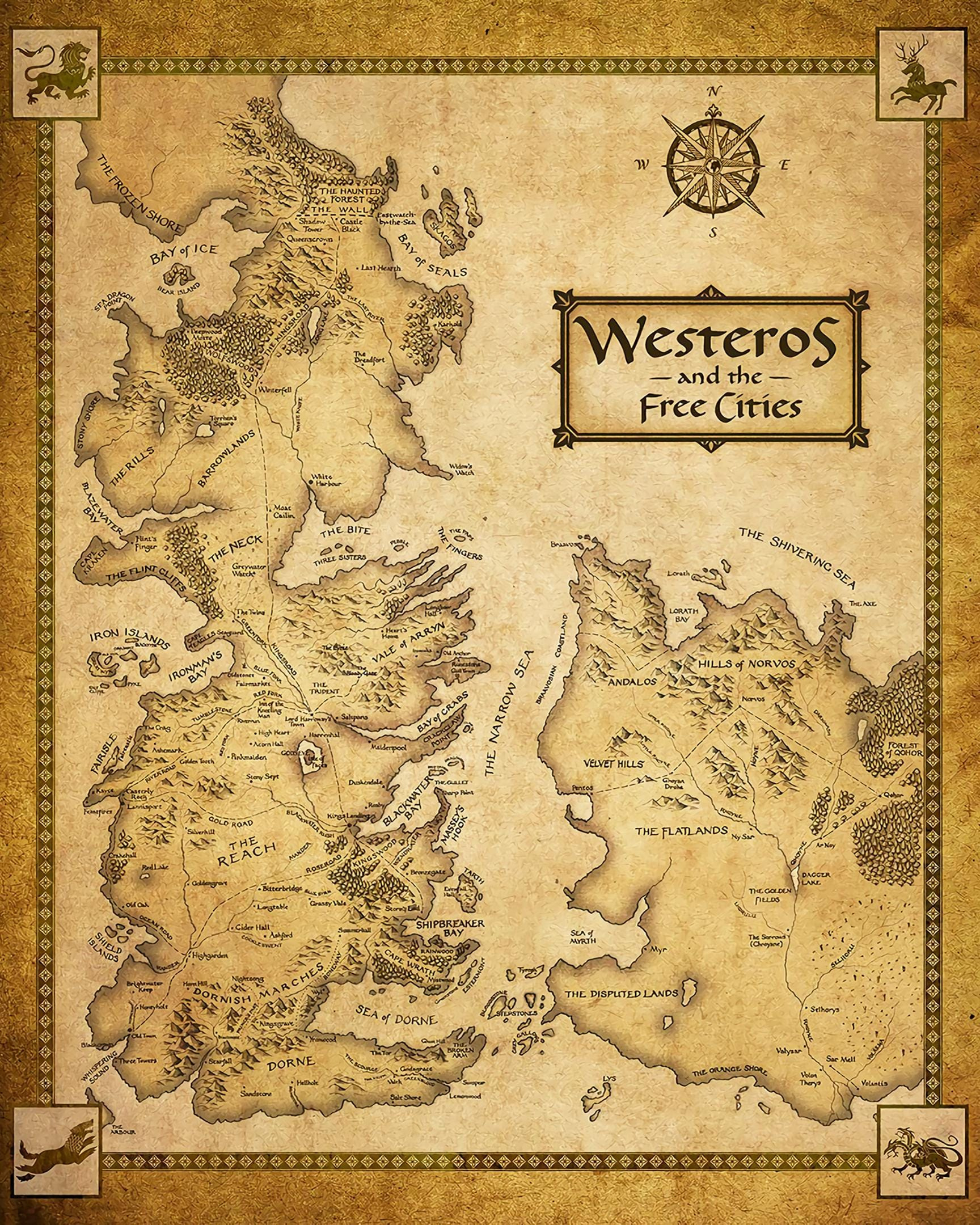 Westeros Map &amp;quot;Got&amp;quot; Poster with Printable Map Of Game Of Thrones