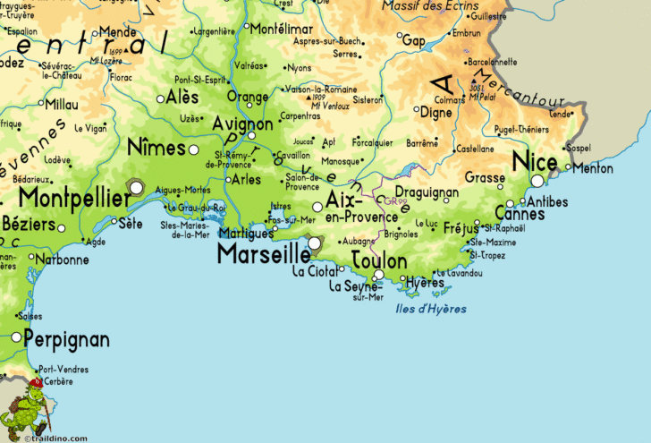 Map of Southern France and Italy