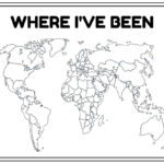 Where I'Ve Been: A Blank Map Of The World (Outline, Colorable With Black And White World Map With Countries Printable