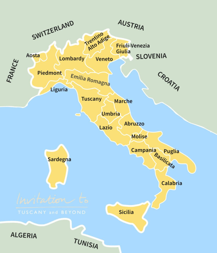 Map of Regions In Italy Map of Regions In Italy