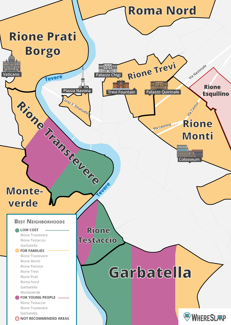 Where To Stay In Rome: Best Areas And Neighborhoods throughout Map of Trastevere Rome Italy
