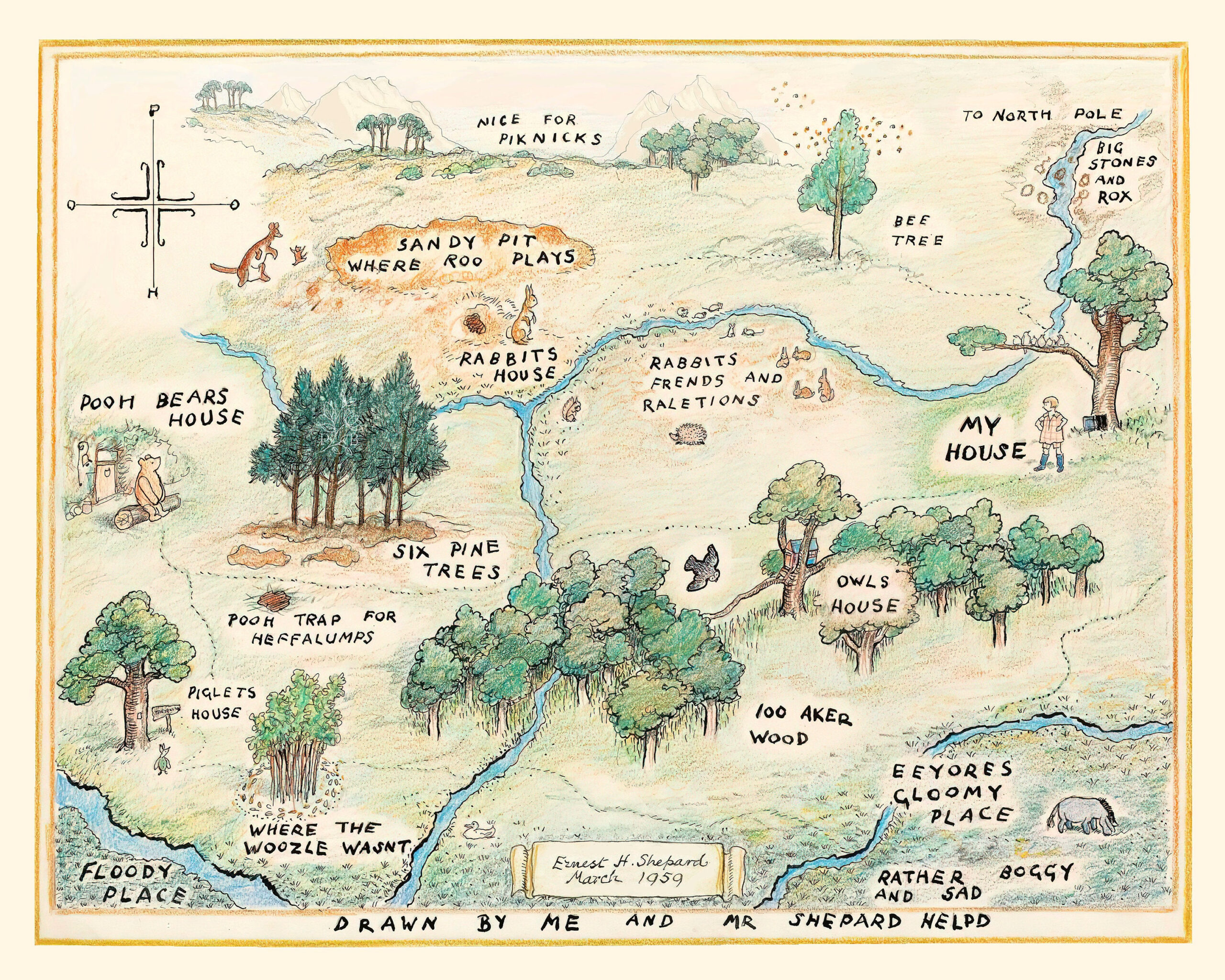 Winnie-The-Pooh Map Print: 100 Acre Wood Nursery Art (Digital intended for Hundred Acre Wood Map Free Printable