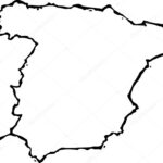 Woodcut Illustration Of Map Of Portugal And Spain Stock Vector With Outline Map Of Spain And Portugal