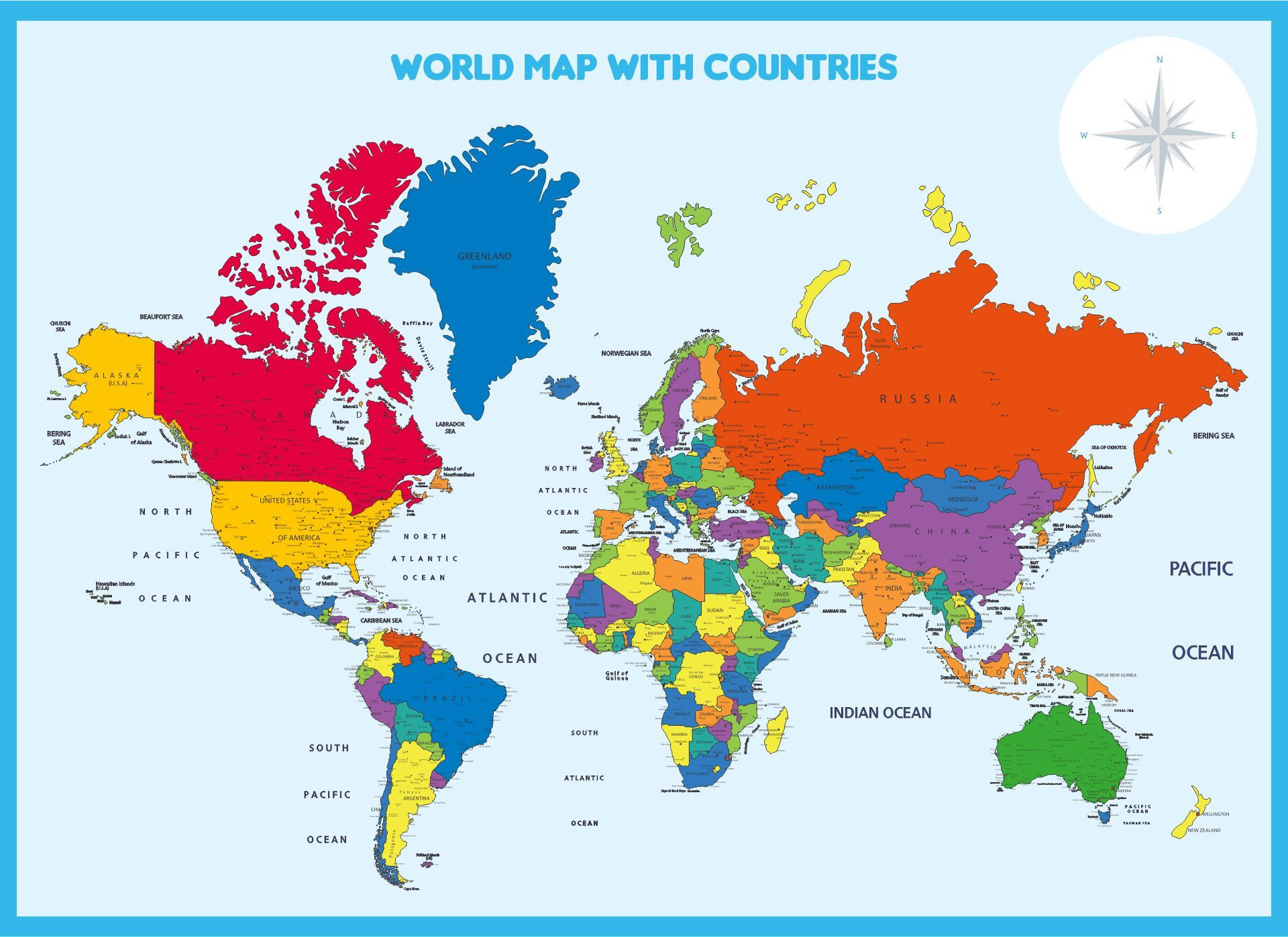World Map A4 Size - 10 Free Pdf Printables | Printablee intended for Map of the World with Countries Printable