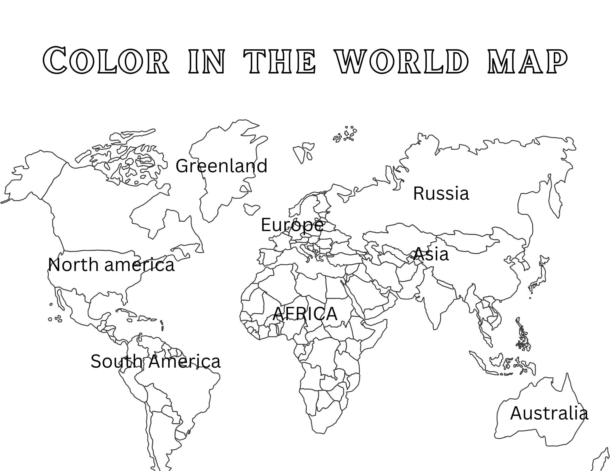 World Map Coloring Page - Etsy inside Printable Full Page World Map Coloring Page
