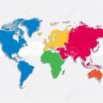 World Map Continents Raster Colors   Individual Separate In Map Of Europe Asia Africa And Australia