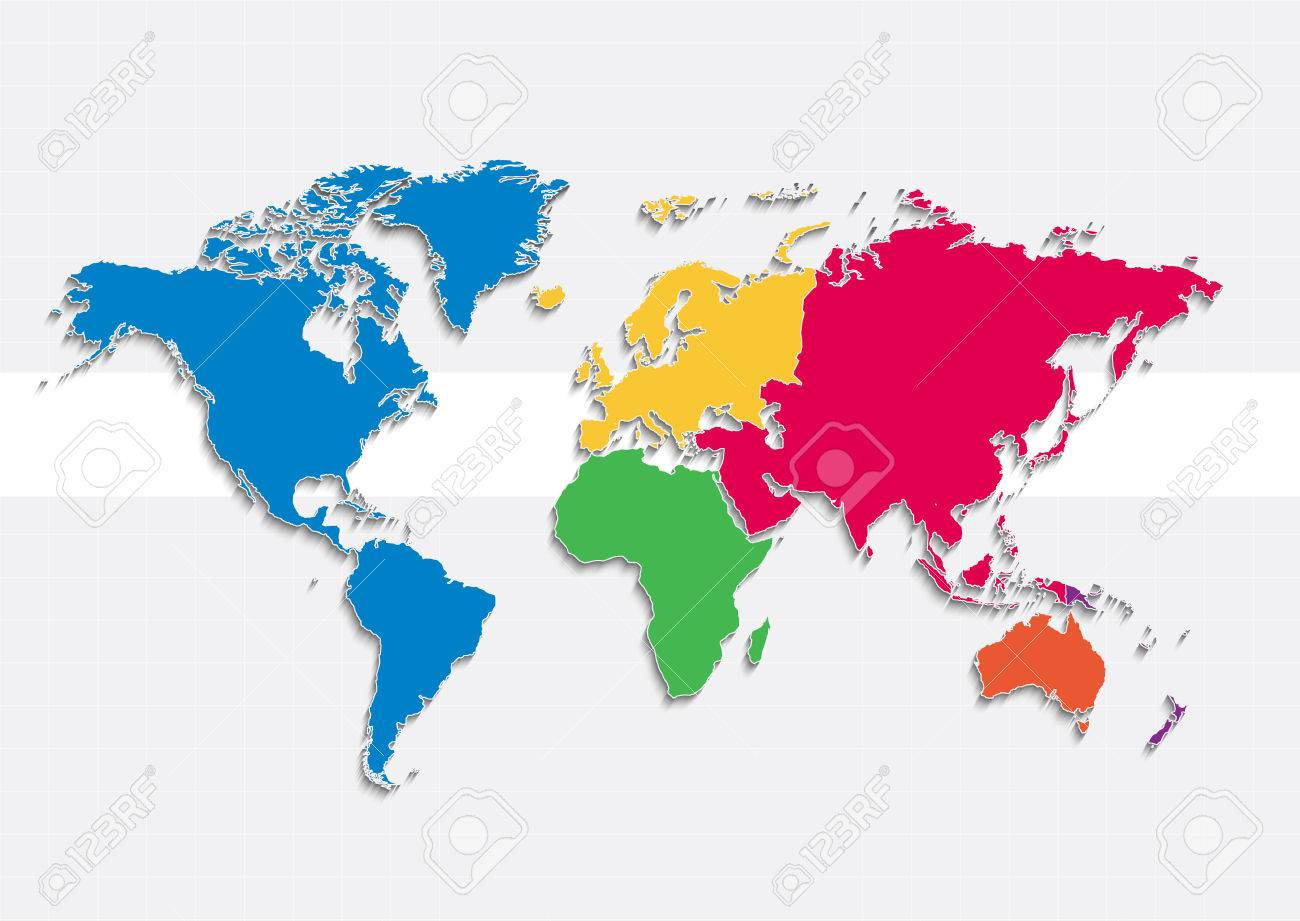World Map Continents Raster Colors - Individual Separate in Map Of Europe Asia Africa And Australia