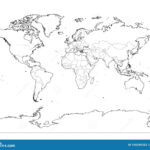 World Map Outline. Thin Country Borders Stock Vector Pertaining To Black And White World Map With Countries Printable