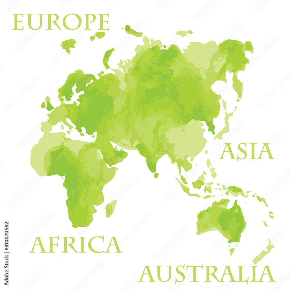 World Map Part Europe, Asia, Africa And Australia In Green Vector regarding Map Of Europe Asia And Australia