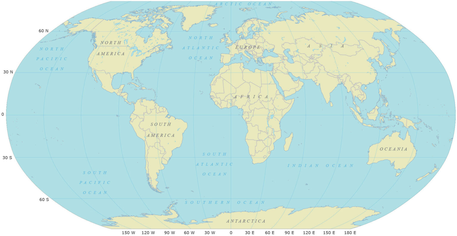 Free Printable World Map With Latitude And Longitude | Adams Printable Map